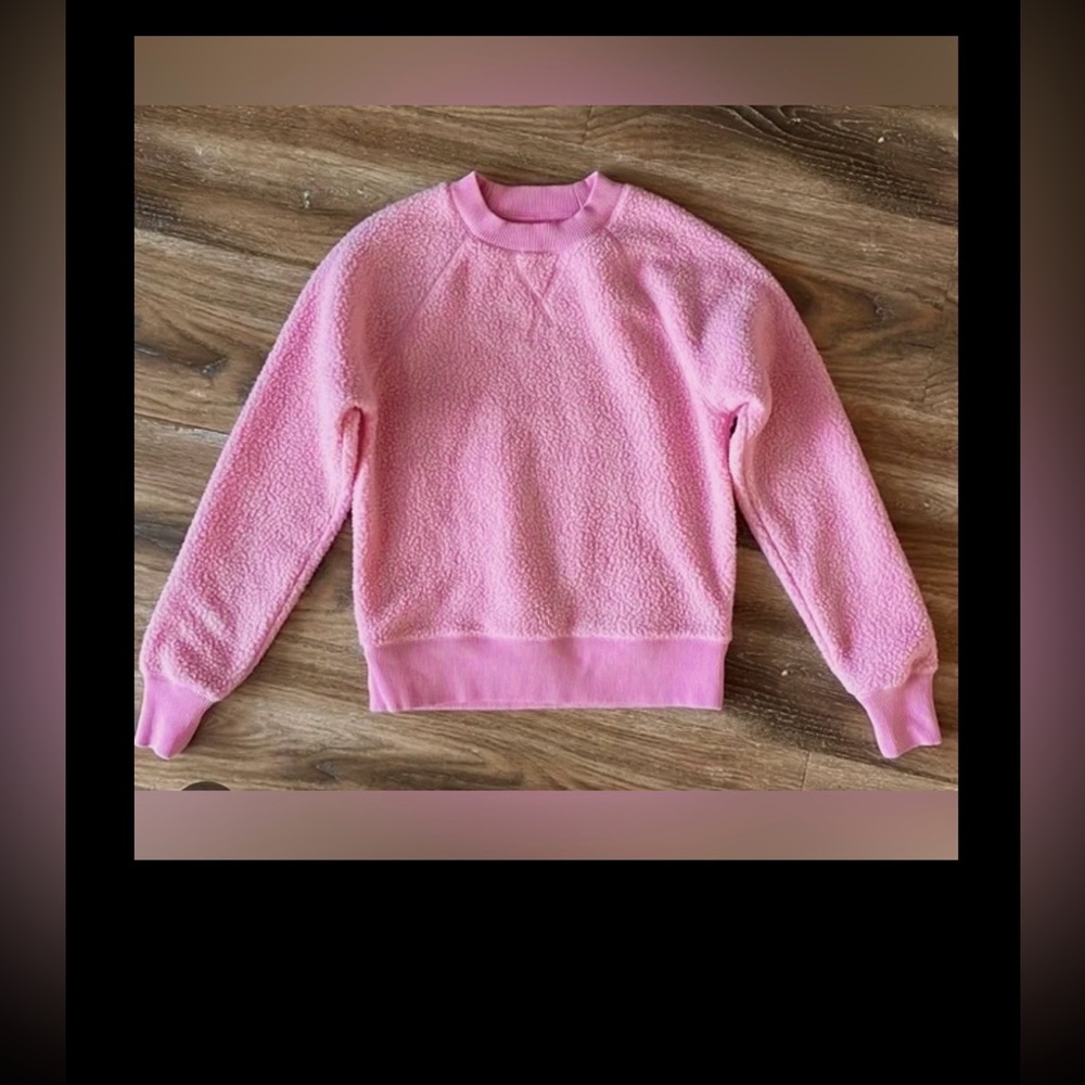 Everlane Renew Fleece Pullover Crewneck Long Sleeve Ribbed Cuffs in Pink Size XL - Picture 3 of 11